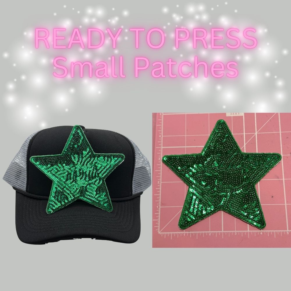 ✨ READY TO PRESS Small Glitter Star & Bow Patches | Sparkly Iron-On Embroidered Appliqués