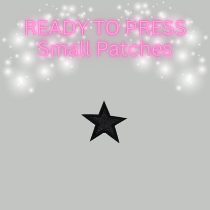 READY TO PRESS Glitter Star Patches – Small Iron-On Patches for Hats & Apparel (Pink, Teal, Black, Gold, Red, Cream)
