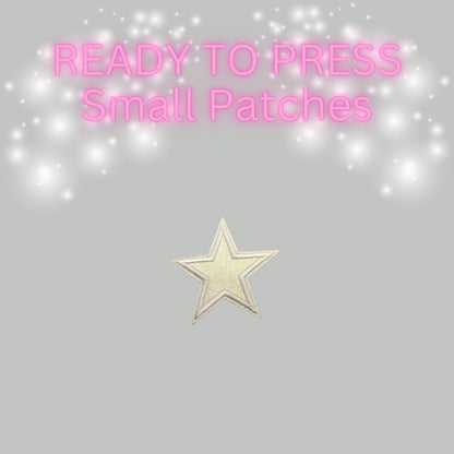 READY TO PRESS Glitter Star Patches – Small Iron-On Patches for Hats & Apparel (Pink, Teal, Black, Gold, Red, Cream)