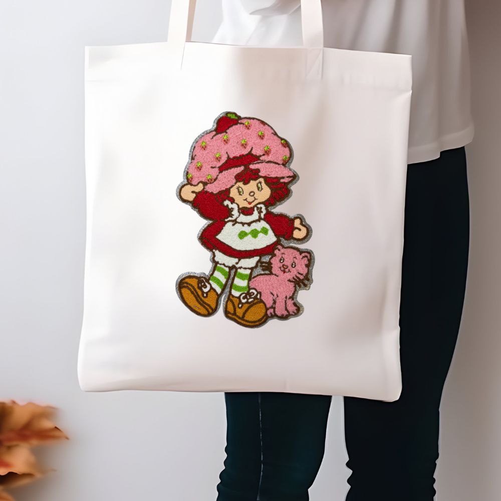 Strawberry Girl.Shortcake Inspired Chenille Patch – Large 7.5x11.5 in Ready to Press Iron-On Applique
