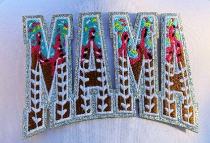 Mama Sport Ice-Cream Sprinkle Embroidered Patch – Small Glitter Letter Iron-On Appliqué for Hats, Jackets & Bags