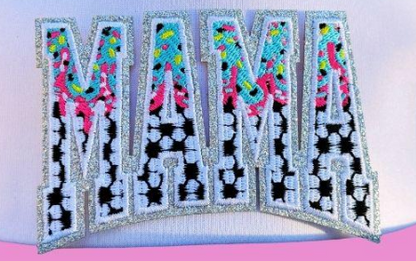 Mama Sport Ice-Cream Sprinkle Embroidered Patch – Small Glitter Letter Iron-On Appliqué for Hats, Jackets & Bags