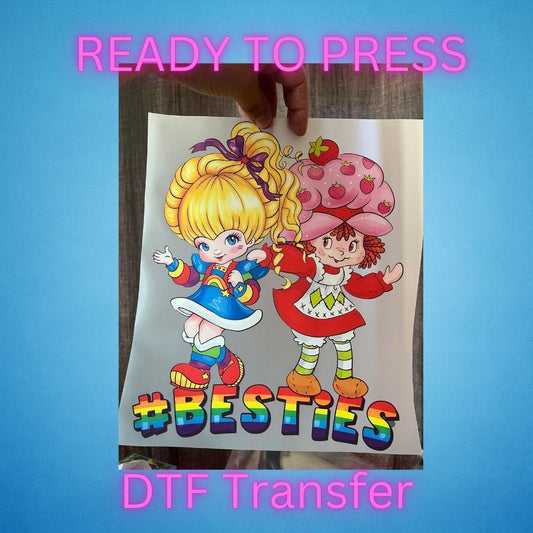 Besties Rainbow & Strawberry DTF Transfers – Ready to Press Heat Press Designs