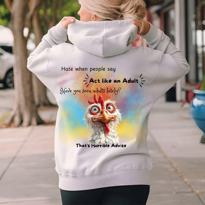 Crazy Chicken PNG – Funny Sarcastic “Act Like an Adult” Bird Sublimation Design (Digital Download)
