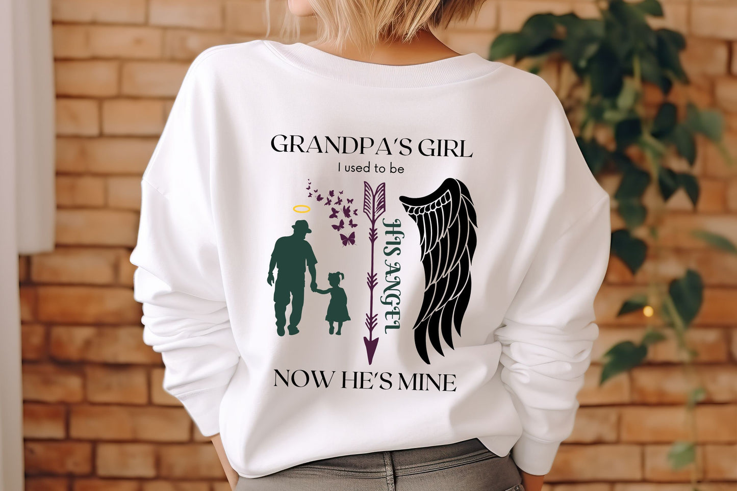 Grandpa’s Girl His Angel Now He’s Mine – Memorial SVG & PNG Files for Cricut & Sublimation