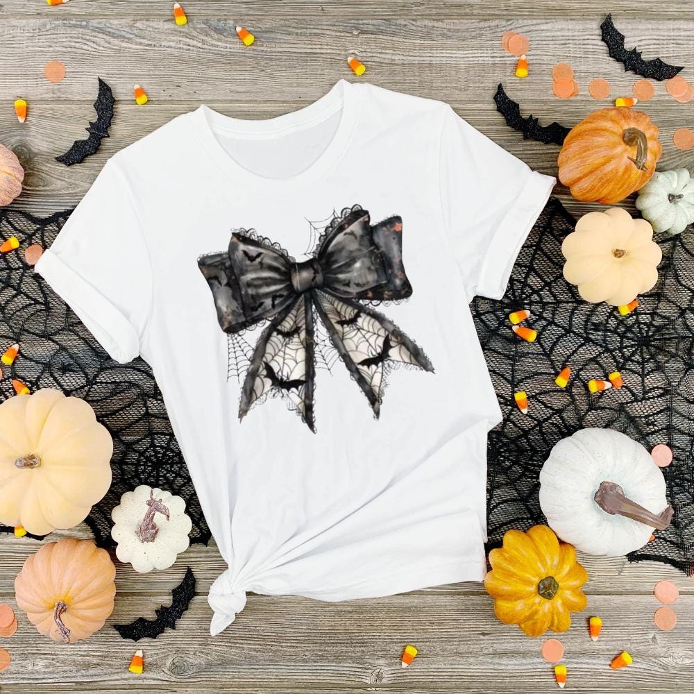 Halloween Bow Bat DTF Transfer – Ready to Press Heat Transfer for Shirts, Hoodies & Totes