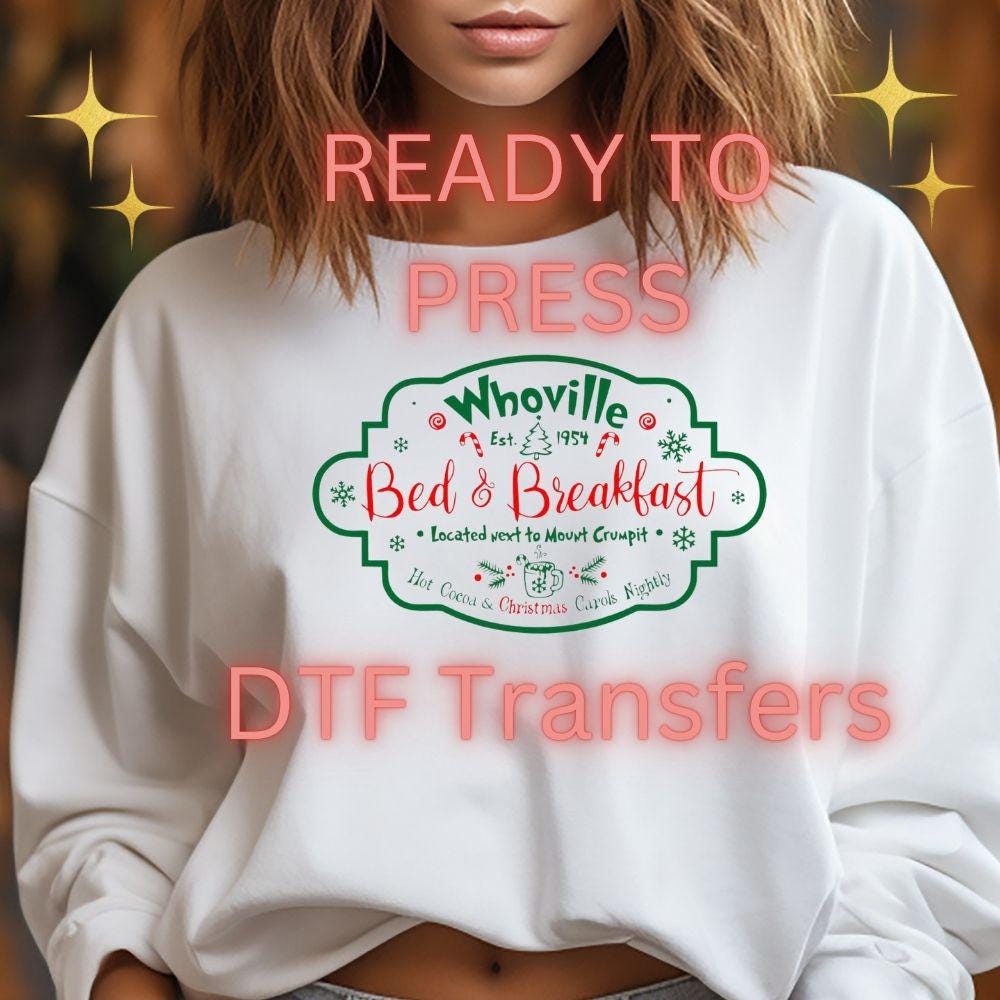 Whoville Bed & Breakfast Holiday DTF Transfer – Christmas Sign Logo Heat Press Design