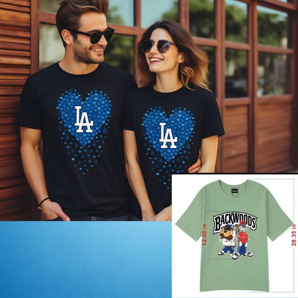 LA Hearts Baseball Blue Heart DTF Heat Transfers – Ready to Press