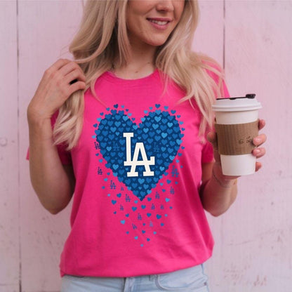 LA Hearts Baseball Blue Heart DTF Heat Transfers – Ready to Press