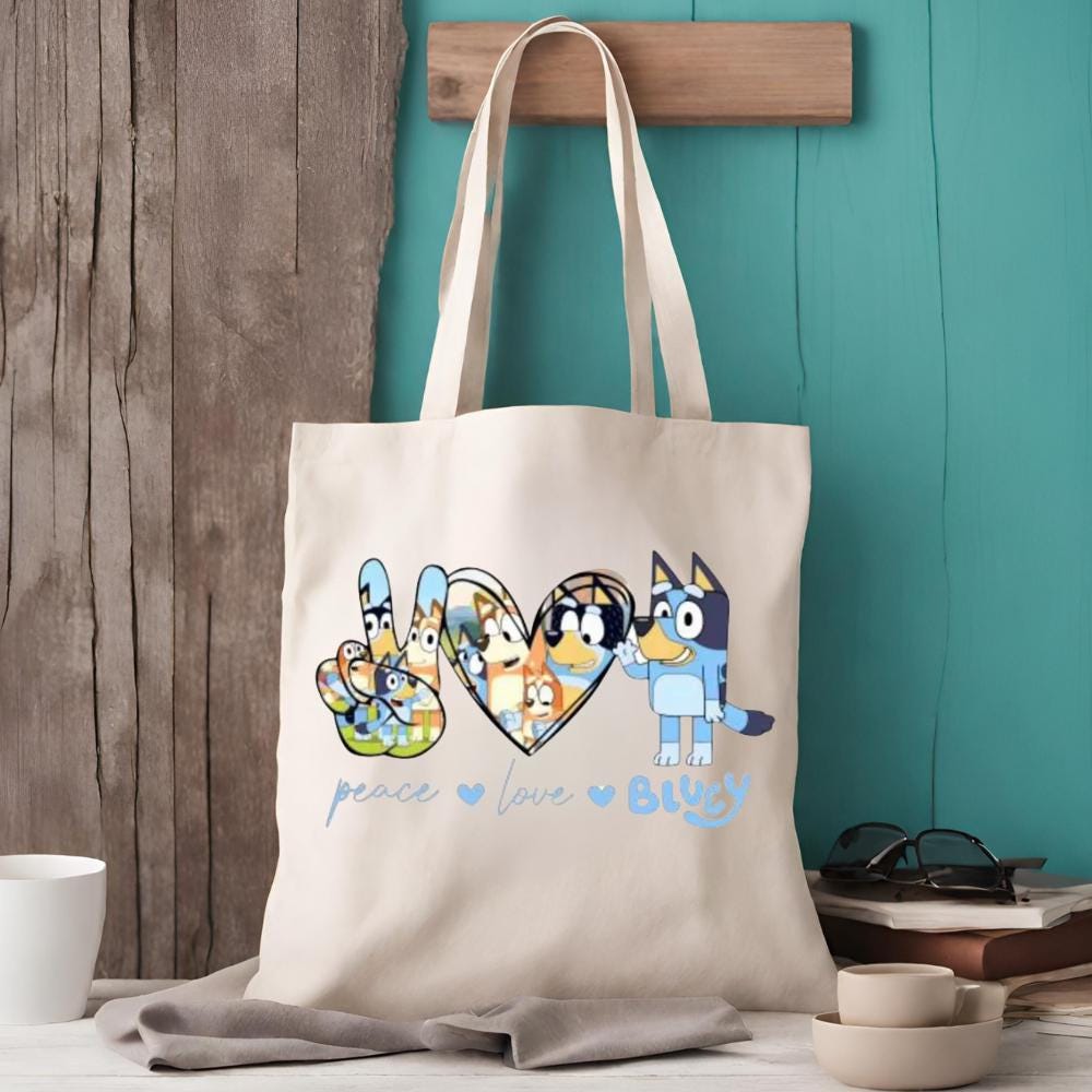 Blue Love Family DTF Transfer/Print Blue Dog and Sister Bingo Peace Love. DTF Ready to Heat Press. 12 inch