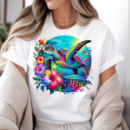 Sea Turtle Ocean Bright Colors DTF Transfer – Ready to Press Heat Press Design