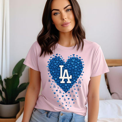 LA Hearts Baseball Blue Heart DTF Heat Transfers – Ready to Press