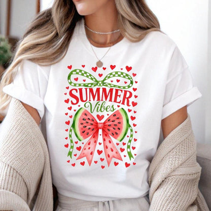 Summer Vibes Ribbon Watermelon DTF Transfer – Bright Color Ready to Press Heat Transfer