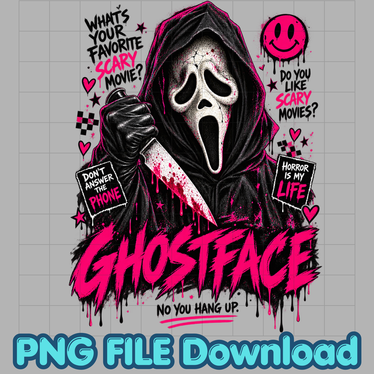 Pink Ghostface PNG | Horror Movie Halloween Design | Digital Download