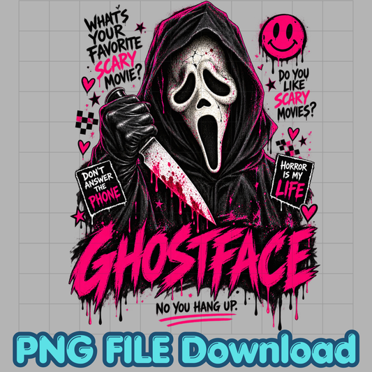 Pink Ghostface PNG | Horror Movie Halloween Design | Digital Download