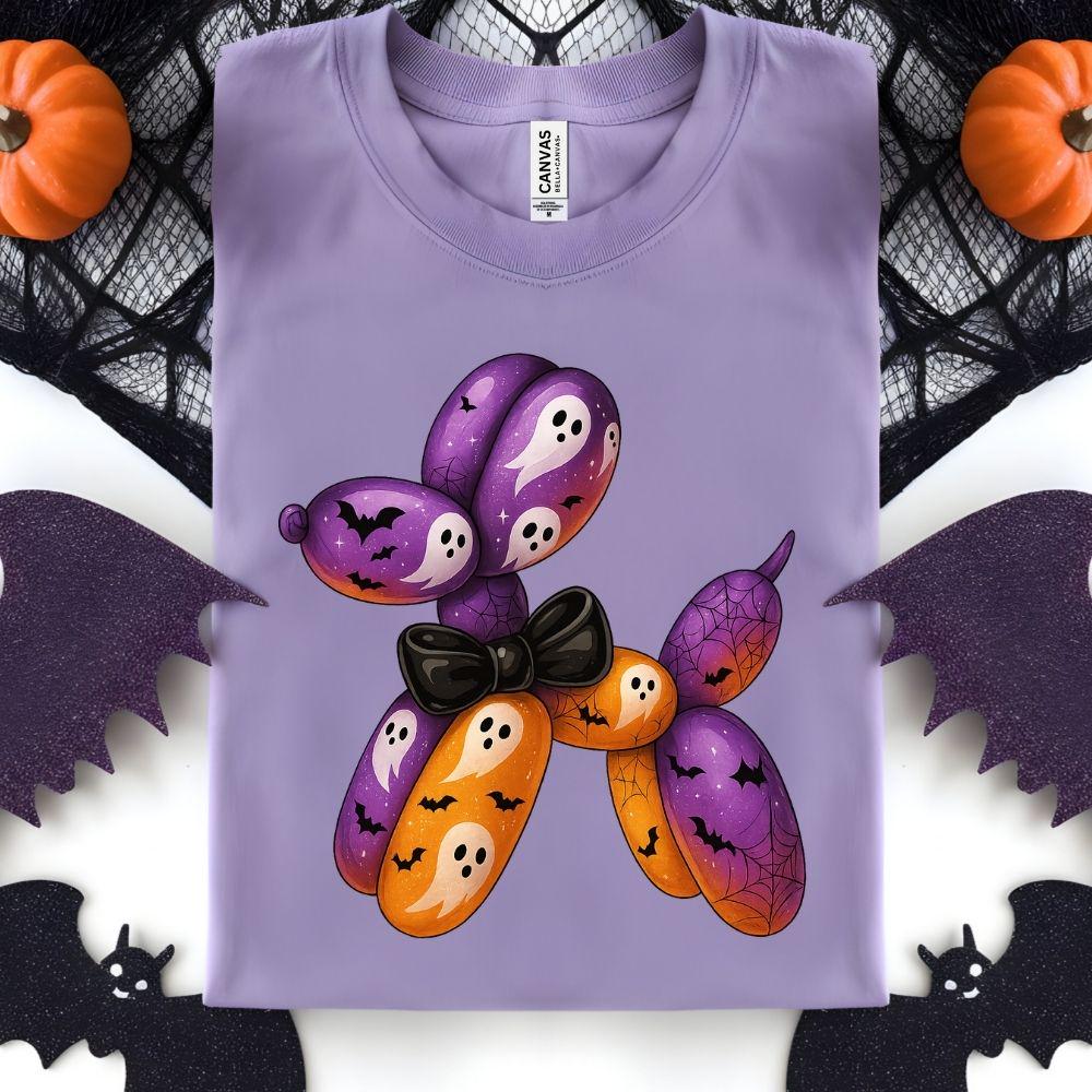 Halloween Balloon Dog DTF Transfer – Spooky Cute Ghost & Bat Balloon Design | Ready to Press Heat Transfer for Kids & Adults