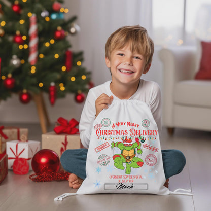 Santa Sack Sublimation Design | Ninja Turtle Christmas Gift Bag PNG JPG | Kids Christmas Sack 20x27" | Instant Download