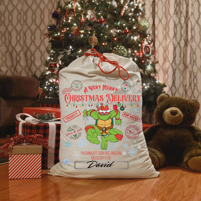 Santa Sack Sublimation Design | Ninja Turtle Christmas Gift Bag PNG JPG | Kids Christmas Sack 20x27" | Instant Download