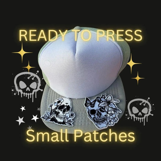 Floral Skull Embroidery Patches – Small Gothic Iron-On Appliques | Ready to Press Patches for Hats, Jeans, Jackets & Bags