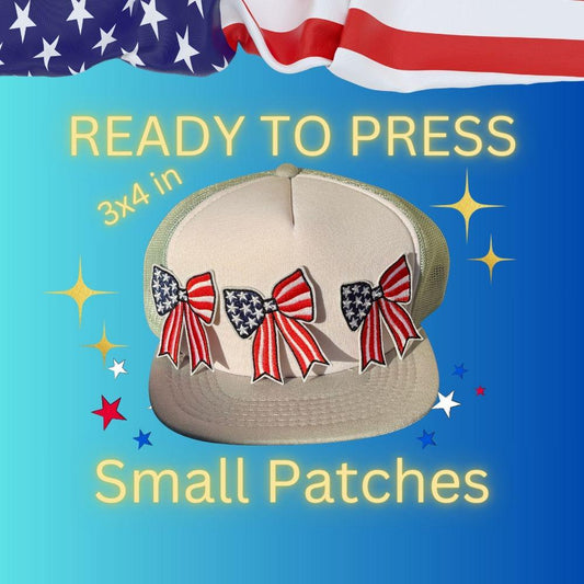 🎀 American Flag Bow Embroidered Iron-On Patch – Patriotic DIY Applique 🎀