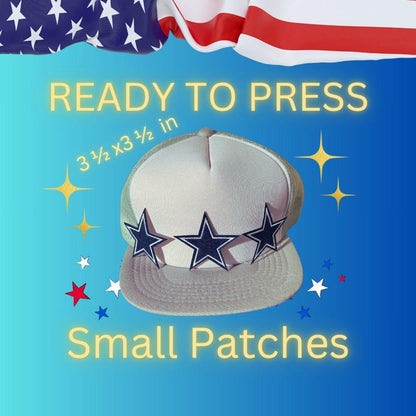 ⭐ Blue DC Stars Embroidered Iron-On Patch – Small Hat & Shirt Pocket Applique ⭐