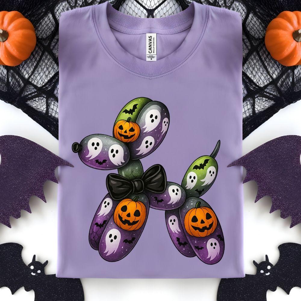 🎃 Halloween Balloon Dog DTF Transfer – Ghosts, Pumpkins & Bats | 8" Kids & 10" Adult Sizes | Spooky Cute Ready to Press Iron-On 🎃