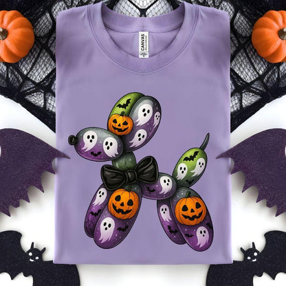 🎃 Halloween Balloon Dog DTF Transfer – Ghosts, Pumpkins & Bats | 8" Kids & 10" Adult Sizes | Spooky Cute Ready to Press Iron-On 🎃