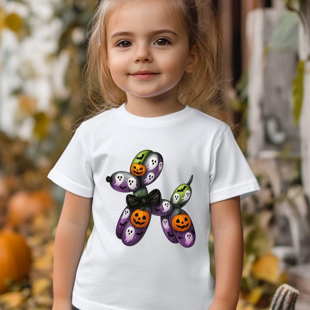 🎃 Halloween Balloon Dog DTF Transfer – Ghosts, Pumpkins & Bats | 8" Kids & 10" Adult Sizes | Spooky Cute Ready to Press Iron-On 🎃