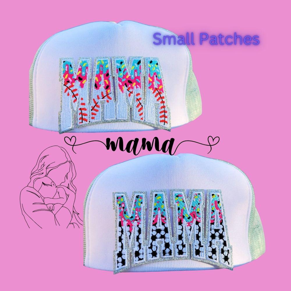 Mama Sport Ice-Cream Sprinkle Embroidered Patch – Small Glitter Letter Iron-On Appliqué for Hats, Jackets & Bags