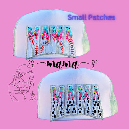 Mama Sport Ice-Cream Sprinkle Embroidered Patch – Small Glitter Letter Iron-On Appliqué for Hats, Jackets & Bags