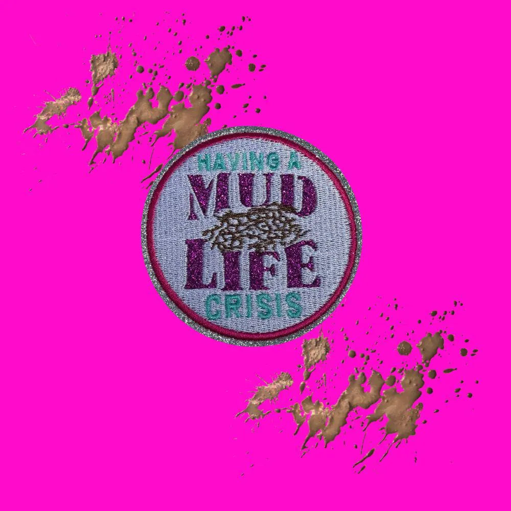 Mud Life Crisis ATV & Jeep Sequin Patch – 3.5x2.5 in Small Iron-On Patch for Off-Road & Country Apparel