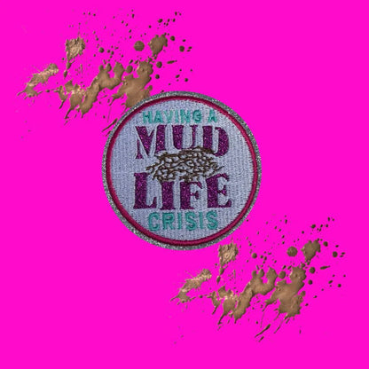Mud Life Crisis ATV & Jeep Sequin Patch – 3.5x2.5 in Small Iron-On Patch for Off-Road & Country Apparel