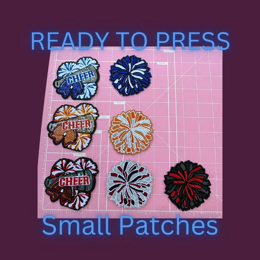 Cheer Pom Pom Sequin Patches – Small Iron-On Appliques for Cheerleading Spirit Wear