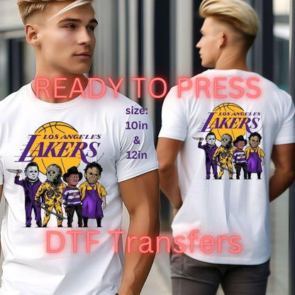 Cartoon Horror DTF Transfer – Basketball Scary Movie Heat Press (10in & 12in Ready to Press)
