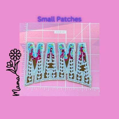 Mama Sport Ice-Cream Sprinkle Embroidered Patch – Small Glitter Letter Iron-On Appliqué for Hats, Jackets & Bags
