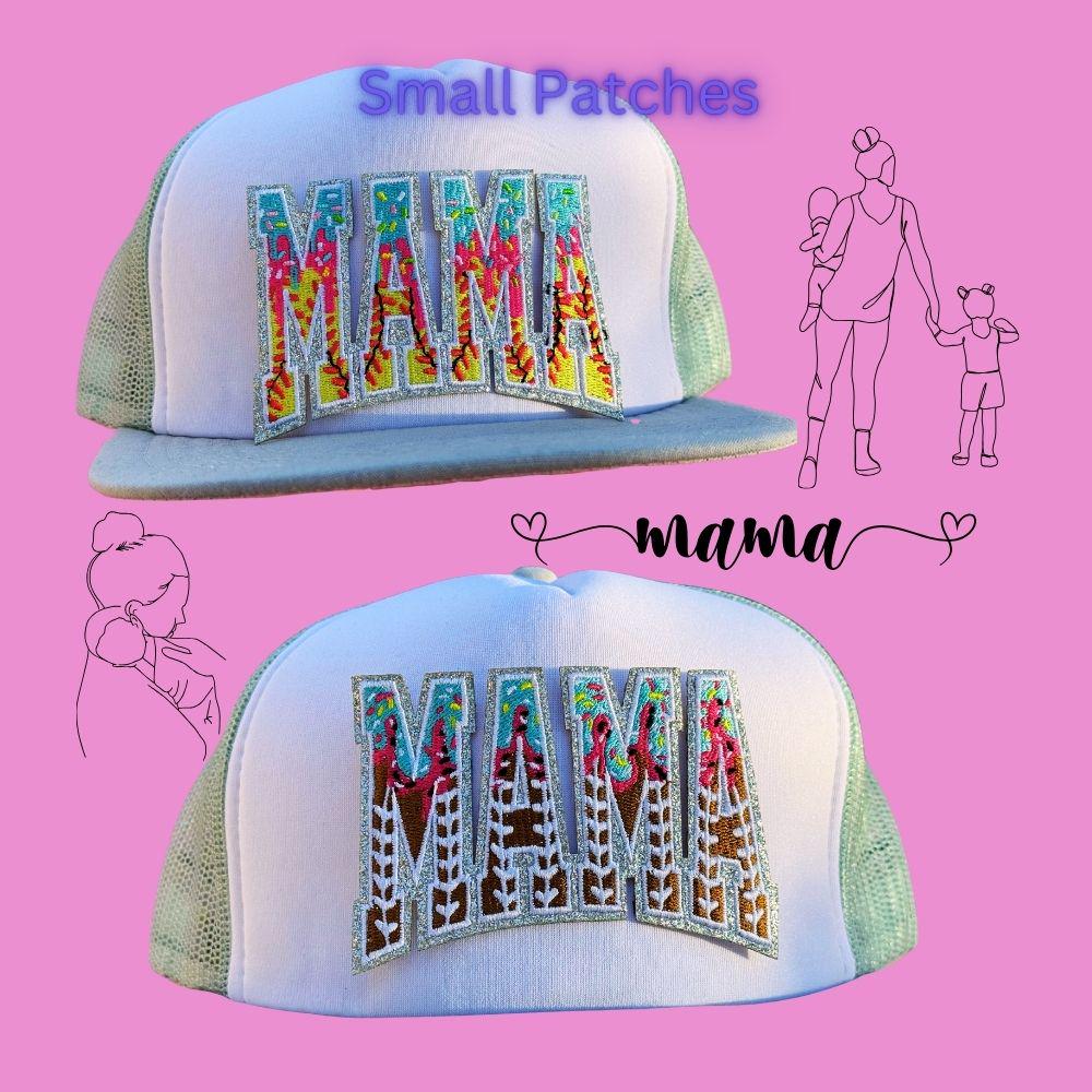 Mama Sport Ice-Cream Sprinkle Embroidered Patch – Small Glitter Letter Iron-On Appliqué for Hats, Jackets & Bags