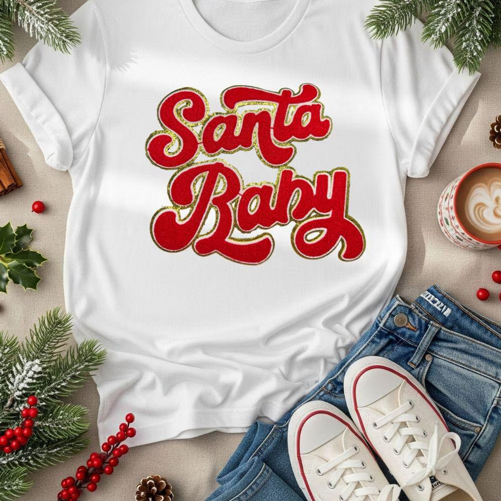 Santa Baby Chenille Patch – Ready to Press Iron-On | Christmas Applique for Sweatshirts, Hoodies & Tees | Holiday DIY Decoration
