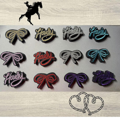 Chenille Howdy & Ribbon Rope Patches – Western Word & Bow Iron-On Appliques for DIY Clothing