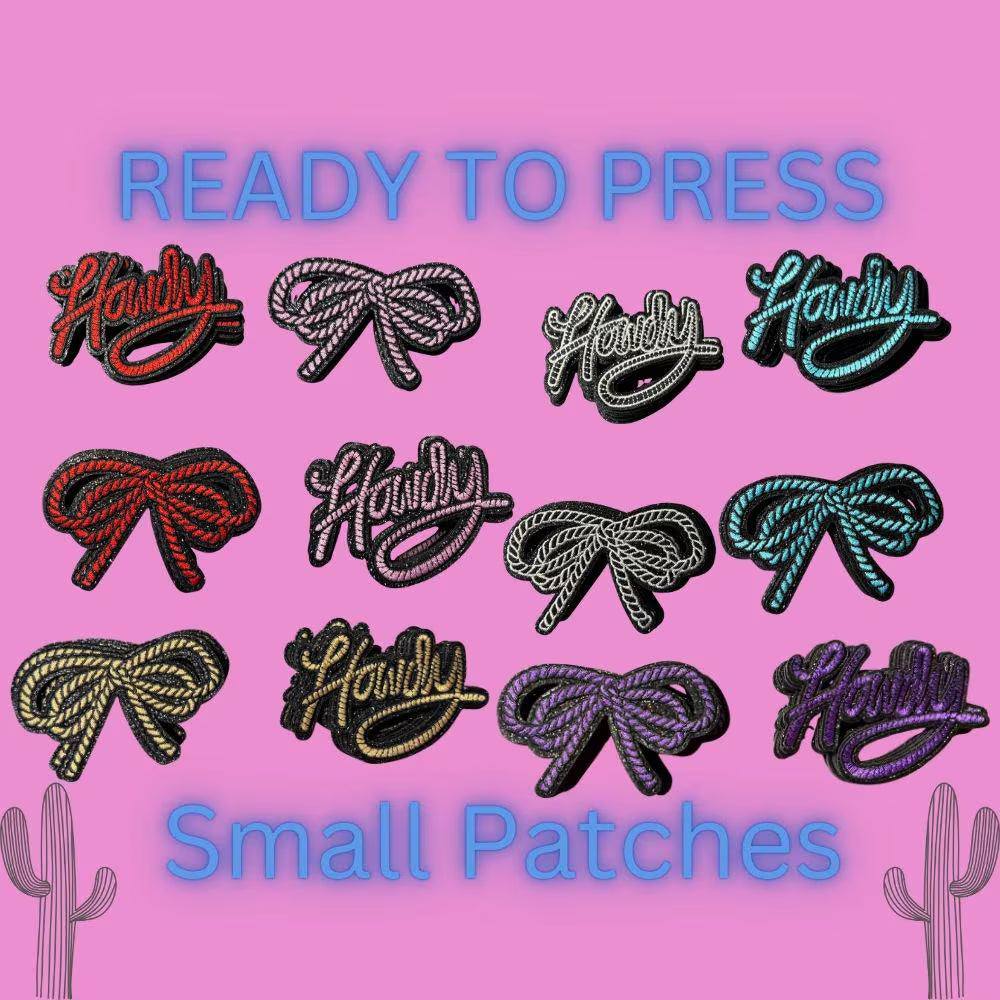 Chenille Howdy & Ribbon Rope Patches – Western Word & Bow Iron-On Appliques for DIY Clothing