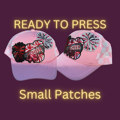 Cheer Pom Pom Sequin Patches – Small Iron-On Appliques for Cheerleading Spirit Wear
