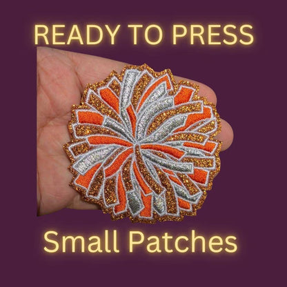 Cheer Pom Pom Sequin Patches – Small Iron-On Appliques for Cheerleading Spirit Wear