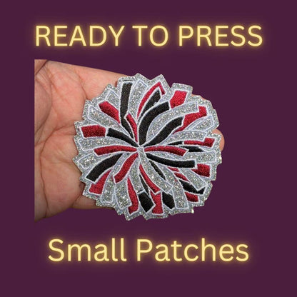 Cheer Pom Pom Sequin Patches – Small Iron-On Appliques for Cheerleading Spirit Wear