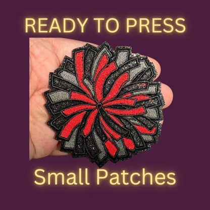 Cheer Pom Pom Sequin Patches – Small Iron-On Appliques for Cheerleading Spirit Wear