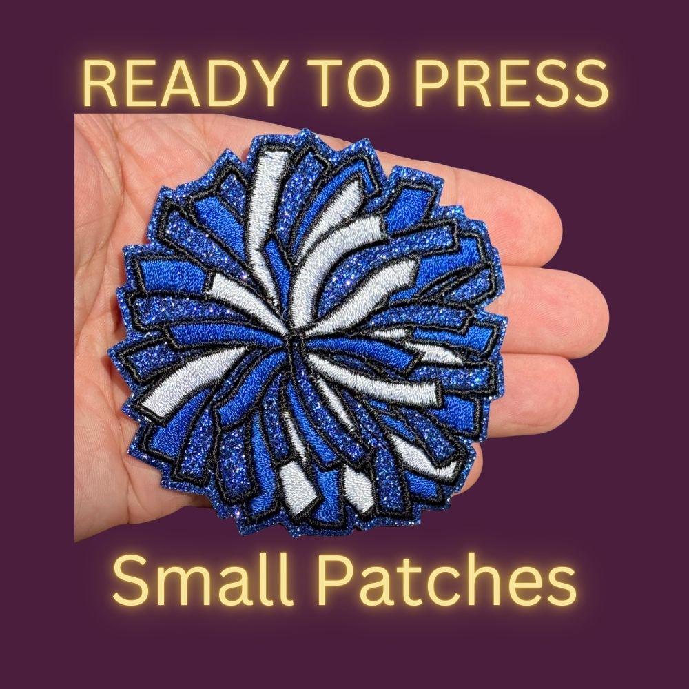 Cheer Pom Pom Sequin Patches – Small Iron-On Appliques for Cheerleading Spirit Wear