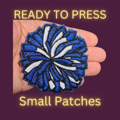 Cheer Pom Pom Sequin Patches – Small Iron-On Appliques for Cheerleading Spirit Wear